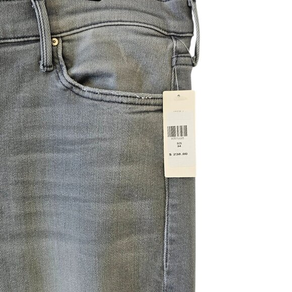 MOTHER The Rascal Mid-Rise Ankle-Fray Jeans, Noted, Grey Wash, Stretch Denim, 34 - Picture 6 of 11